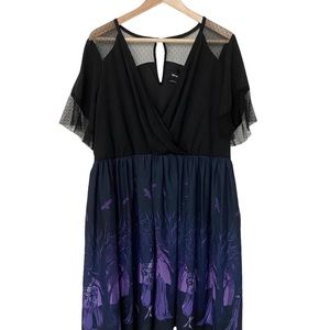 Torrid Disney  Black and Purple Midi Dress
